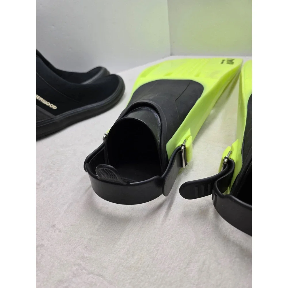 US Divers Compro Fins Sherwood Boots Snorkel Mask Gloves Set Neon Yellow Size 8